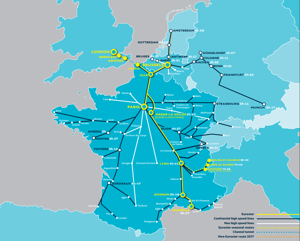 Het netwerk van Eurostar