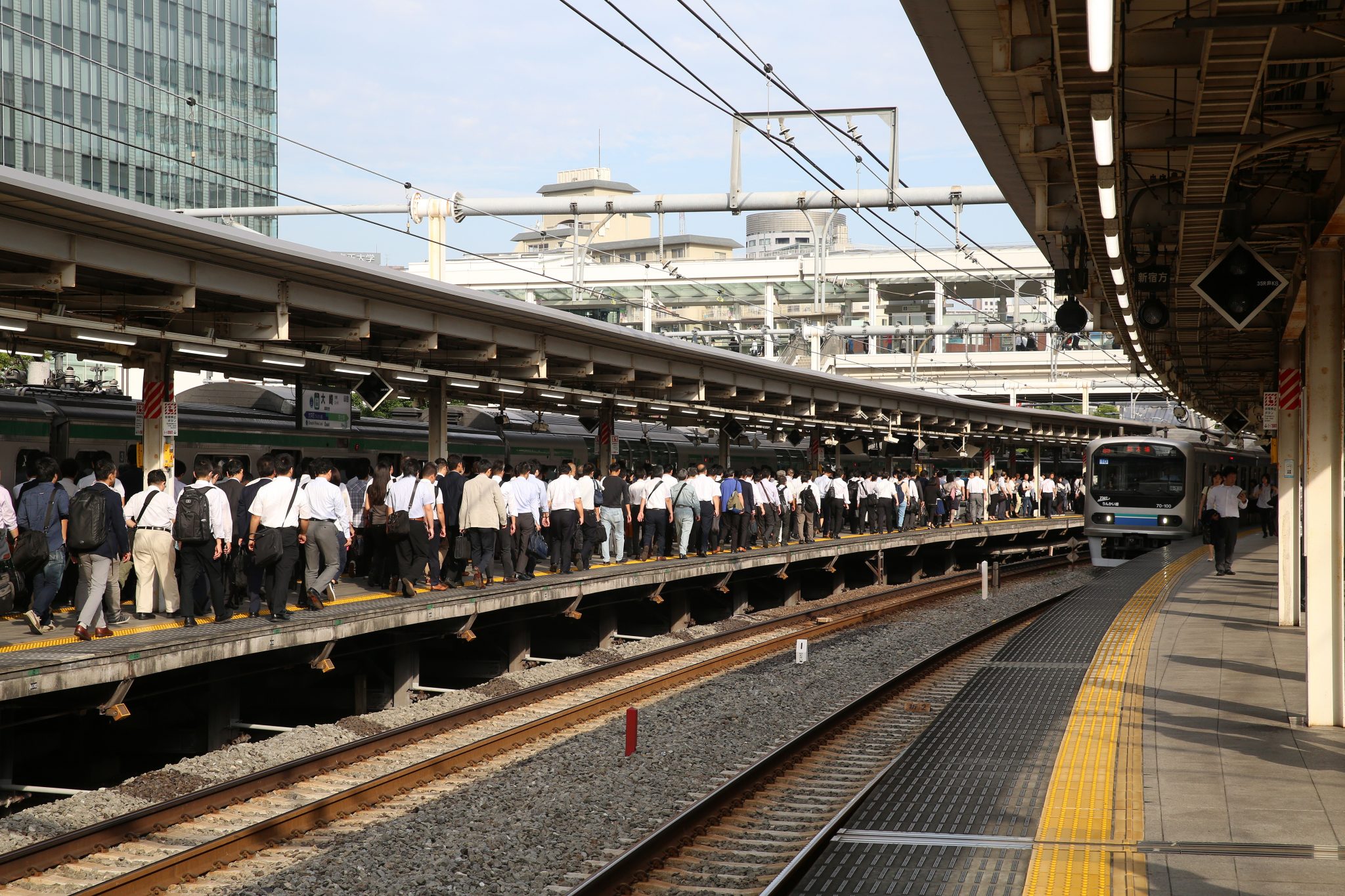 Tokio. Onderweg naar het werk, spitsuur op station Osaki. 