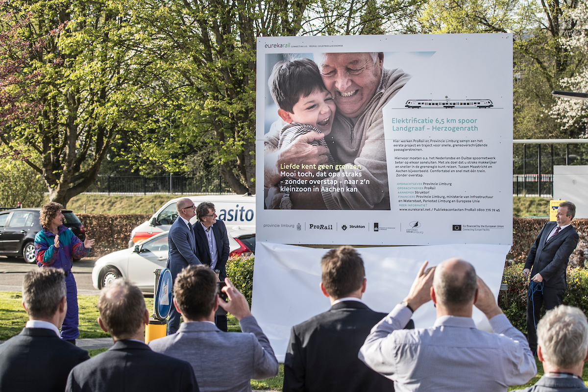 Starthandeling voor de elektrificatie van het spoor tussen Landgraaf en Herzogenrath in 2019