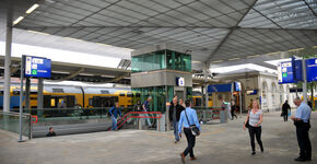 Nieuwe spoortunnel station Zwolle. De ingang van de nieuwe tunnel aan de stadszijde van het station.